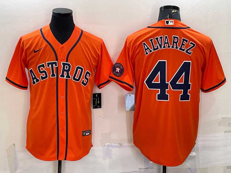 Mens Houston Astros #44 Yordan Alvarez Orange With Patch Stitched MLB Cool Base Nike Jersey->houston astros->MLB Jersey